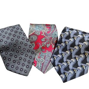 Oscar De La Renta Silk Ties Designer Elegant Paisley Colorful Necktie Lot Of 3